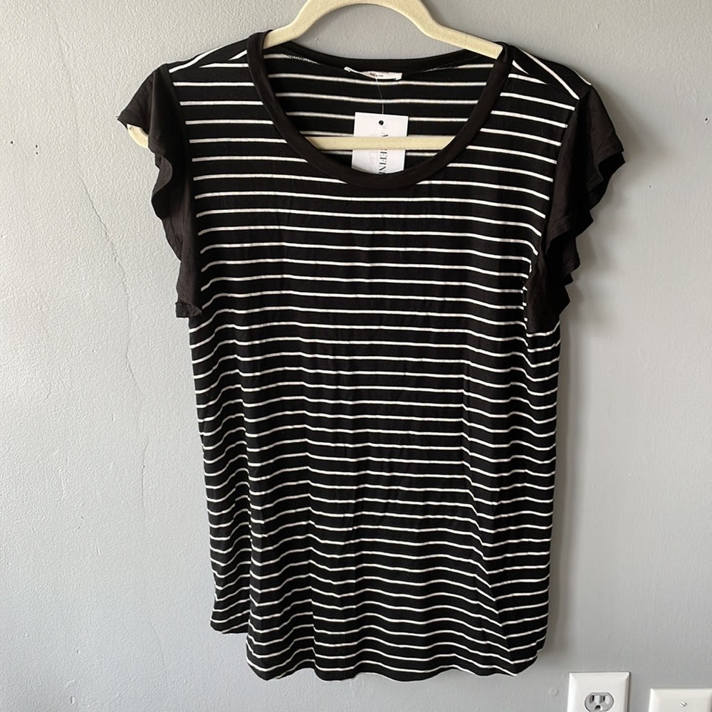 Striped Ruffle Sleeve Top - Picture 2 of 3
